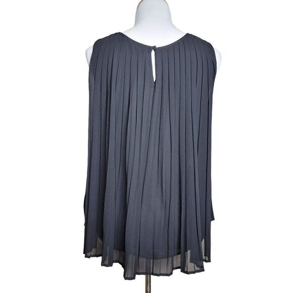 Zara Basic Pleated Sheer Sleeveless Blouse Black Size Small - Picture 12 of 14